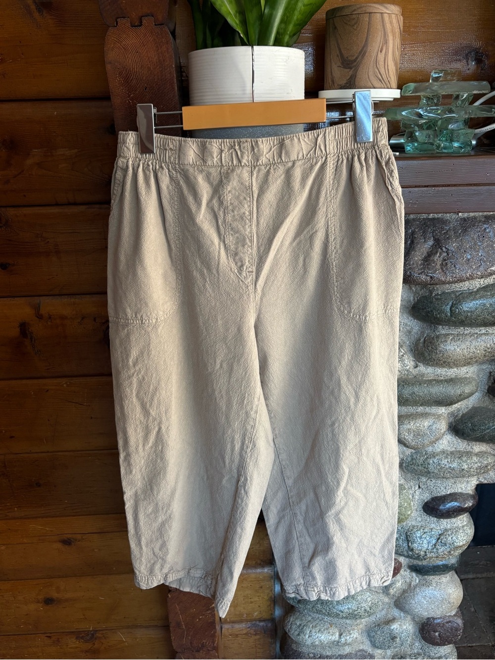 ALIA Beige 100% Cotton Pull On Cropped Pants Size 10